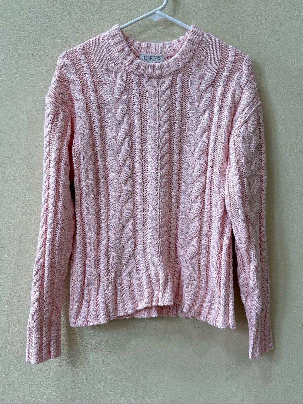 J.Crew Cable-knit Crewneck Sweater in Delicate Bloom